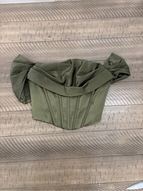 Olive Off-Shoulder Corset Crop Top